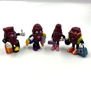 Vintage Hardees Kids Meal Toys The California Raisins Mini Figurine Lot 4 Pieces